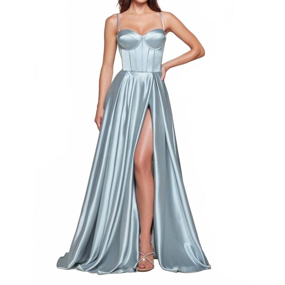 NEW LADIVINE a-line bustier maxi dress in light blue